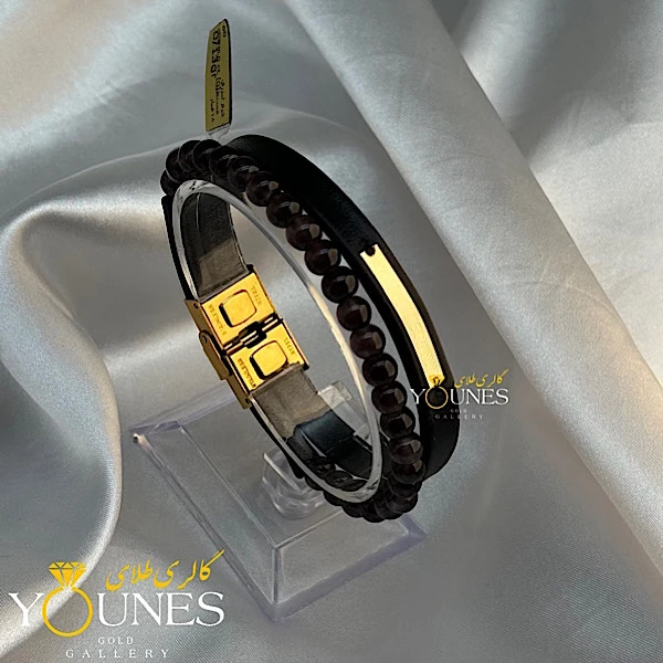 دستبند طلا چرم مردانه L101